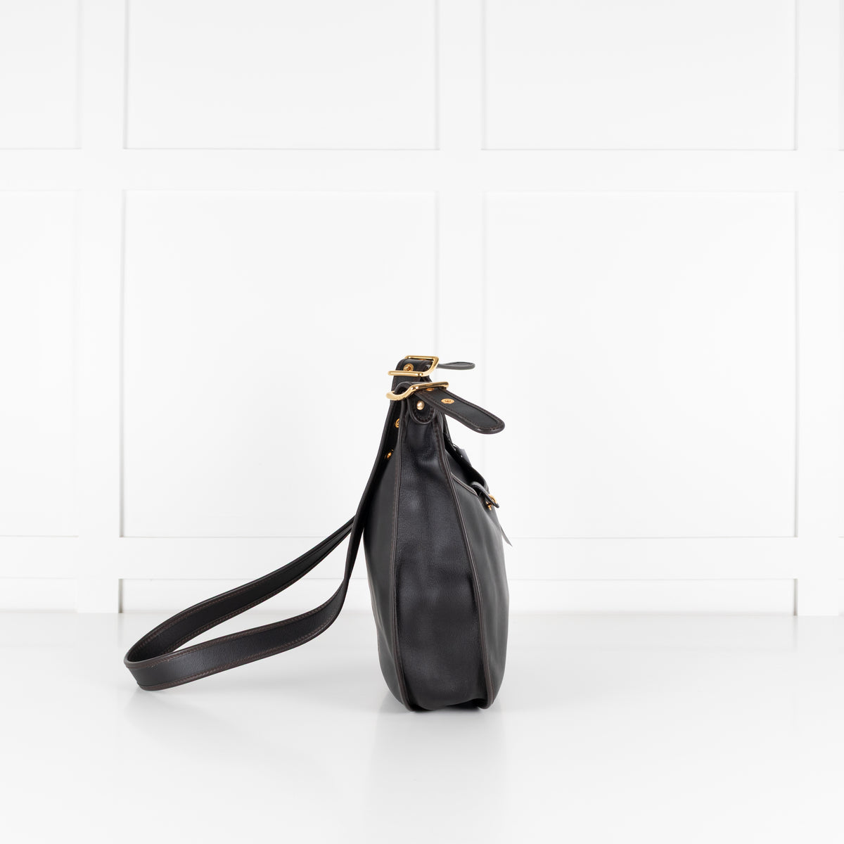 Loewe Sofia Anagram Black Crossbody Bag With Brown Piping
