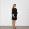 Michael By Michael Kors Black Lace And Lurex Long Sleeve Short Dress