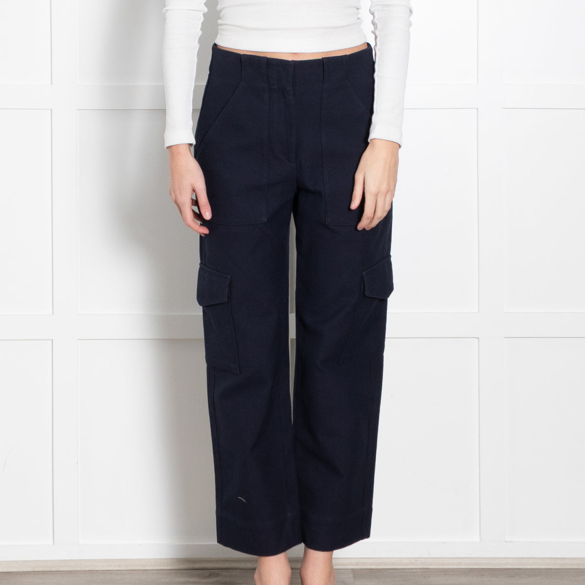 Me + Em Navy Heavy Cotton Cargo Trousers
