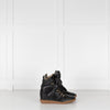 Isabel Marant Etoile Bekett Black Leather Wedge Trainers Plus Spare Laces