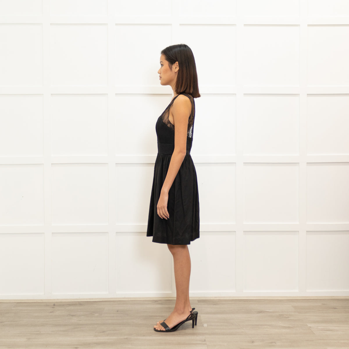 Sandro Black Short Sleeveless Dress With Lace Top