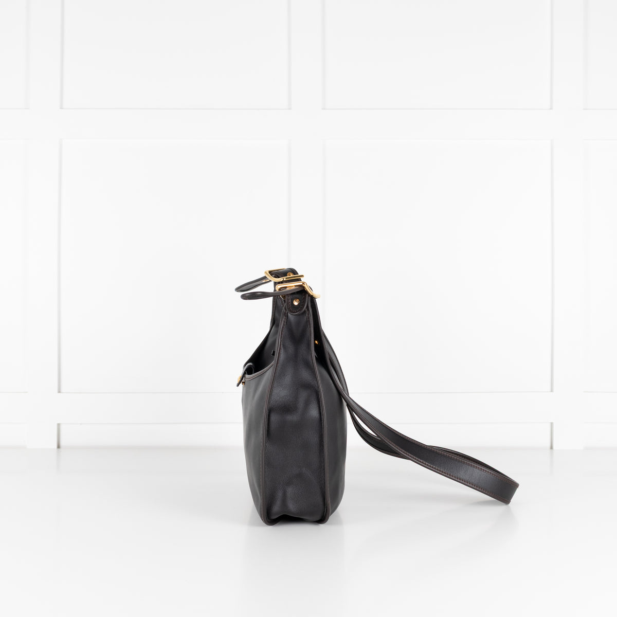 Loewe Sofia Anagram Black Crossbody Bag With Brown Piping
