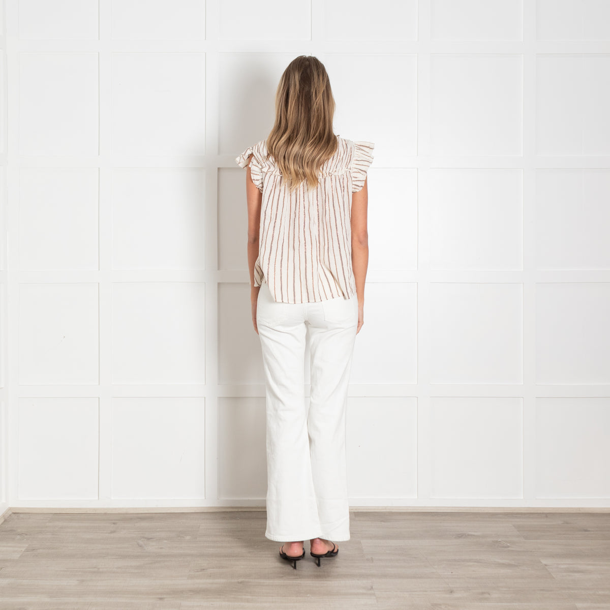 Ulla Johnson Cream Black and Metallic  Cheese Cloth Blouse