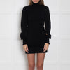 Sportmax Black Turtleneck Wool Blend Stretchy Dress