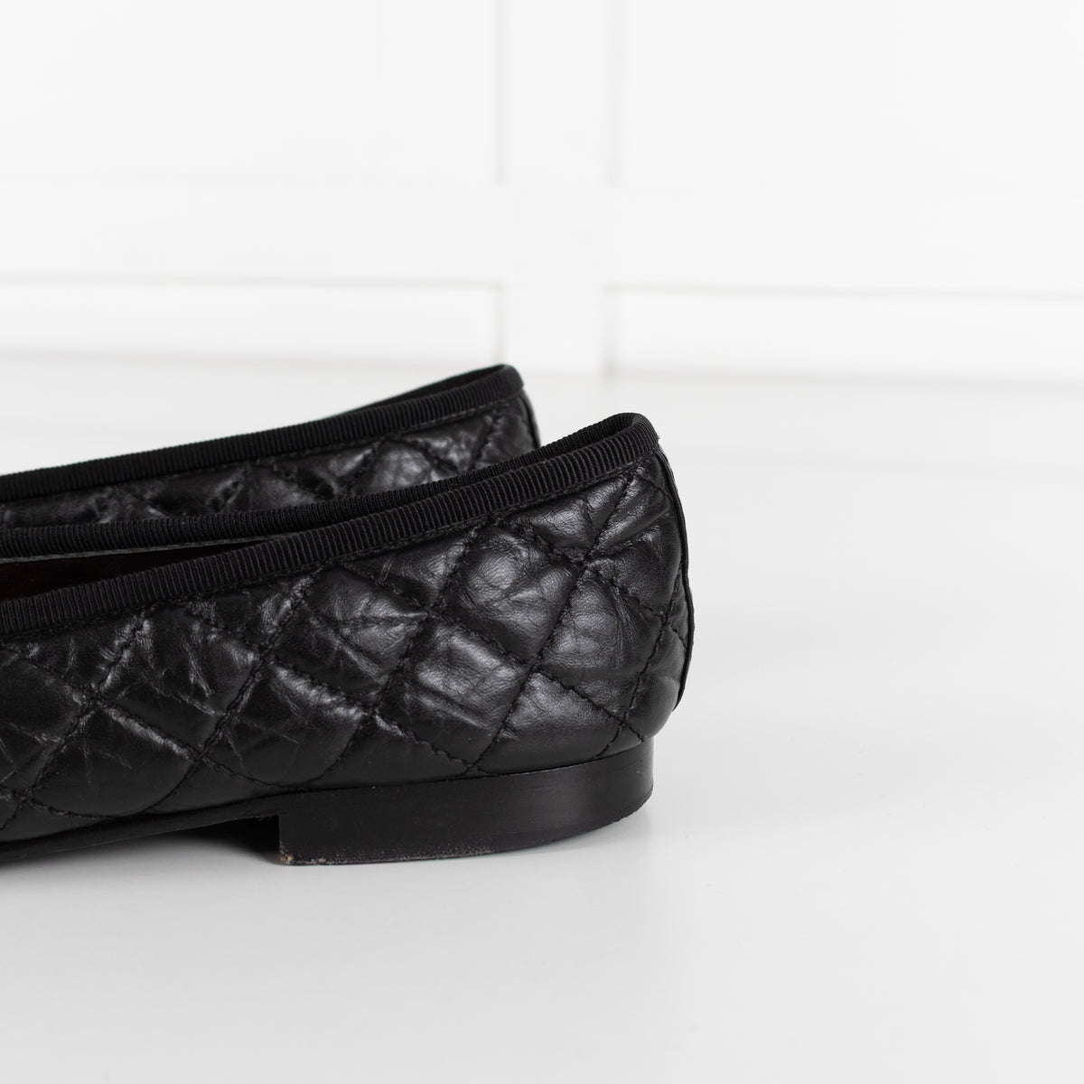 Chanel Black Calfskin Quilted Detail Ballet Pumps