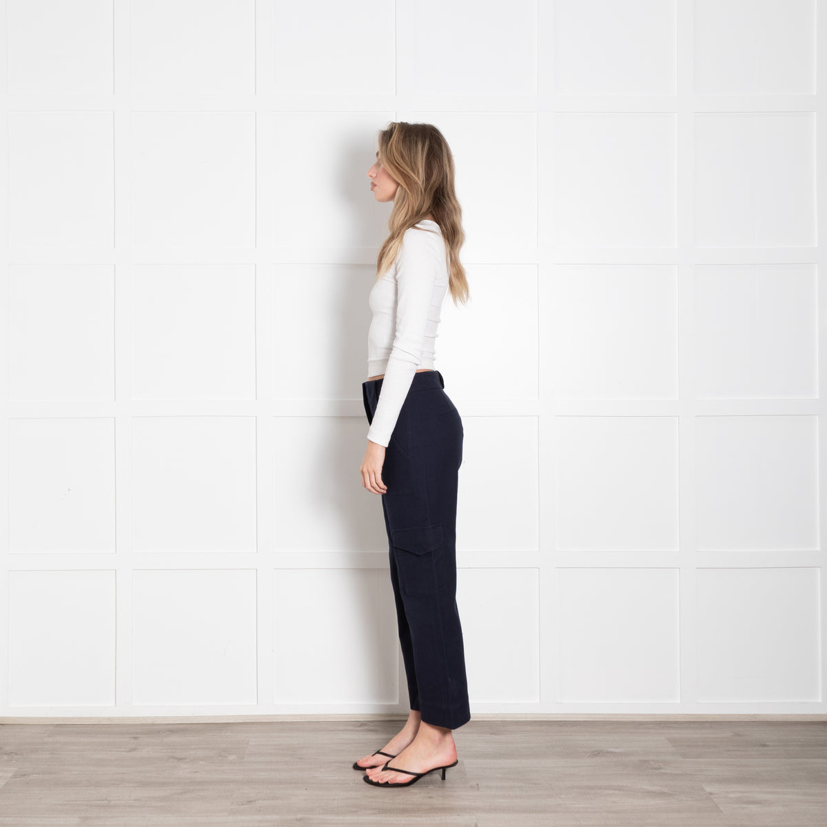 Me + Em Navy Heavy Cotton Cargo Trousers