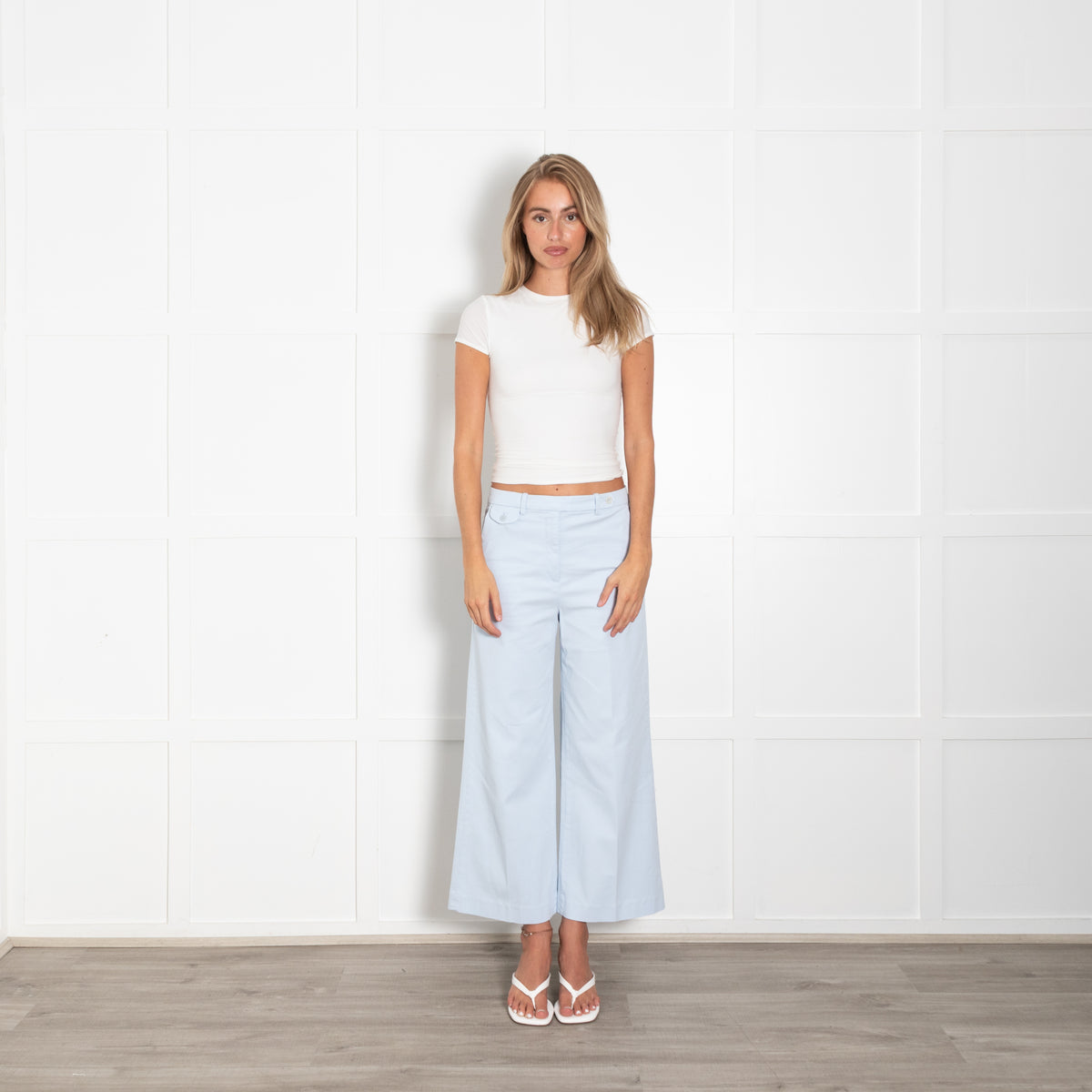Theory Light Blue Cotton Trousers