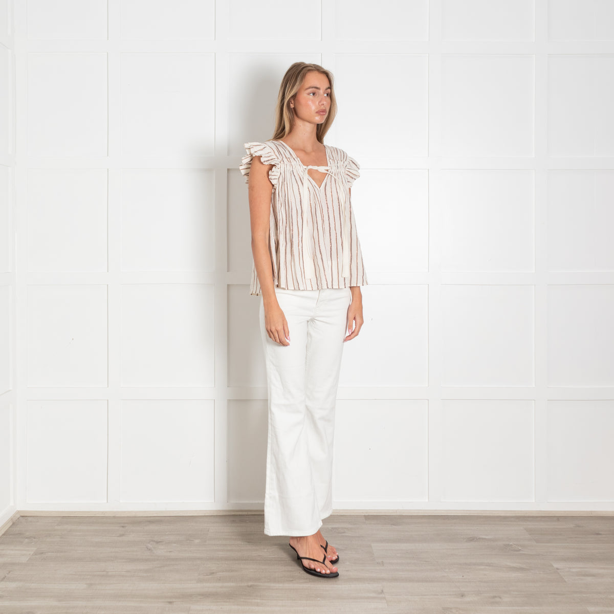 Ulla Johnson Cream Black and Metallic  Cheese Cloth Blouse