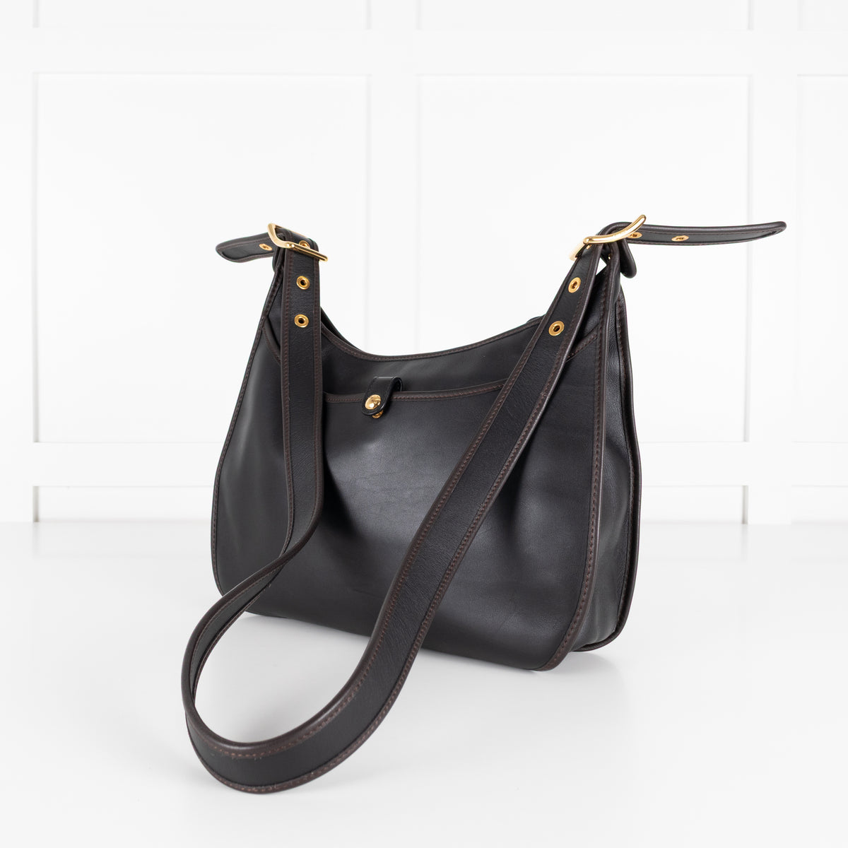 Loewe Sofia Anagram Black Crossbody Bag With Brown Piping