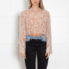 Self Portrait Nude And Crystal Embelished Long Sleeve Top