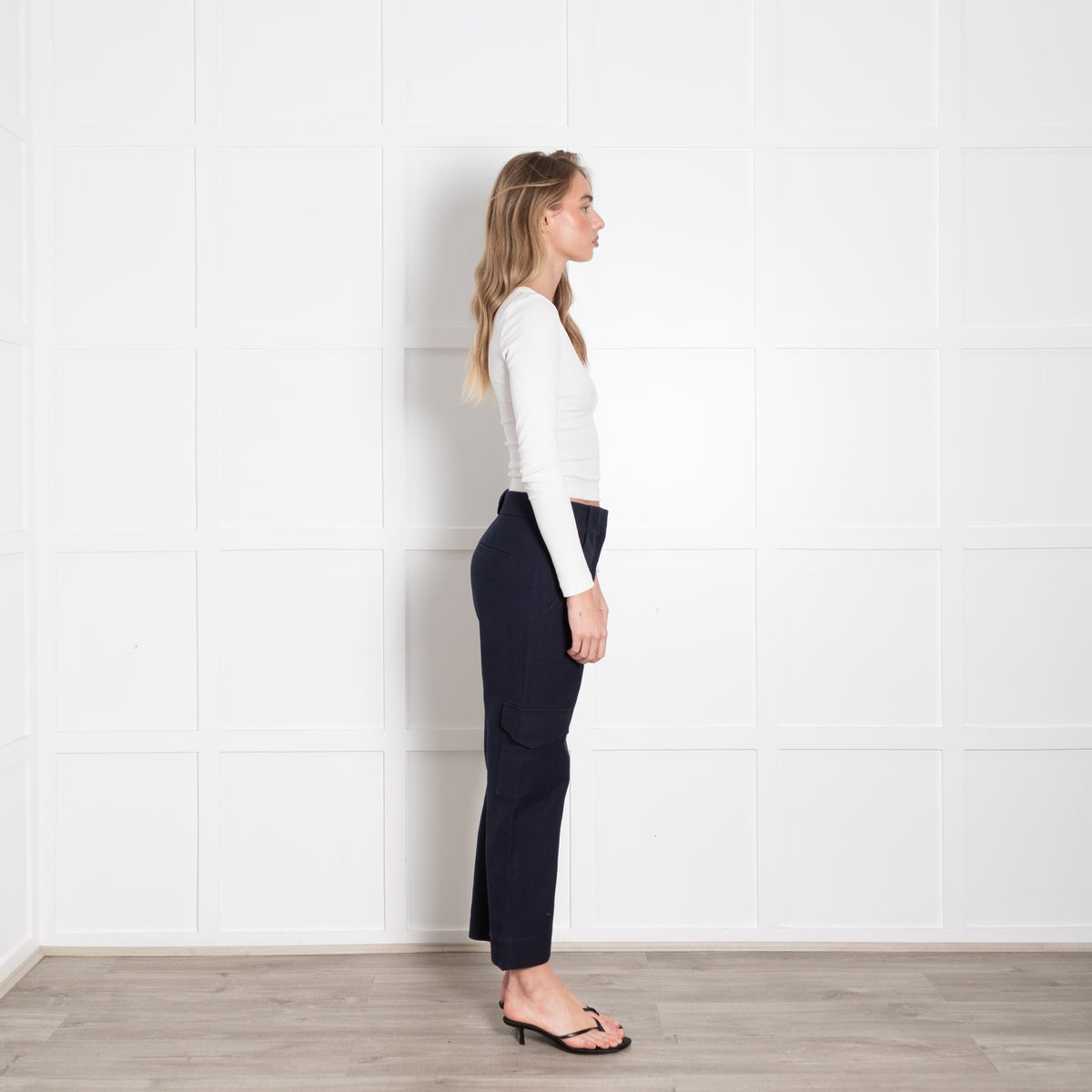 Me + Em Navy Heavy Cotton Cargo Trousers
