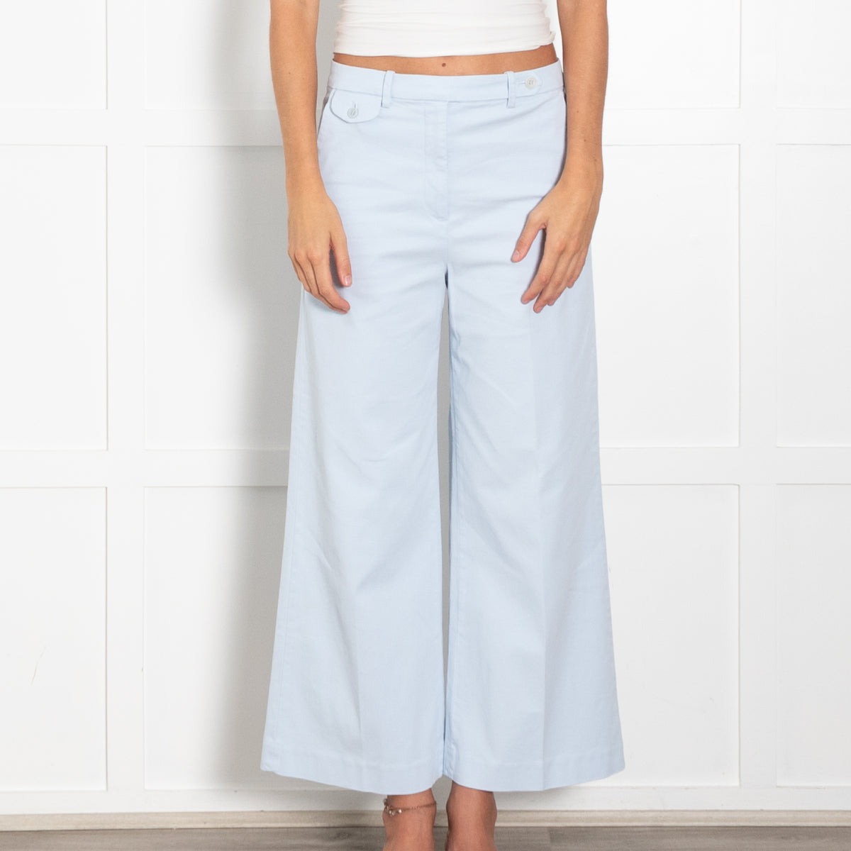 Theory Light Blue Cotton Trousers