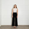 Maje Black High Waisted Belted Wide Leg Trousers