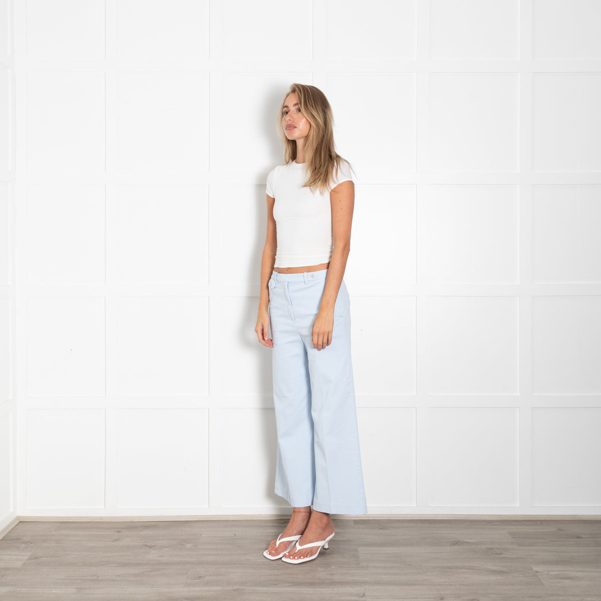 Theory Light Blue Cotton Trousers