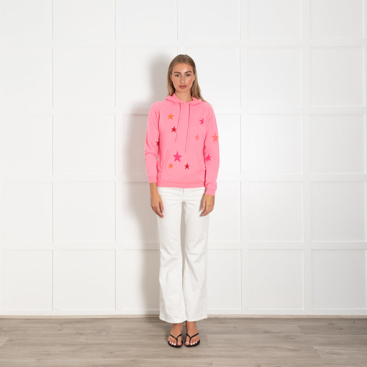 Chinti And Parker Pink Cashmere Hoodie With Stars
