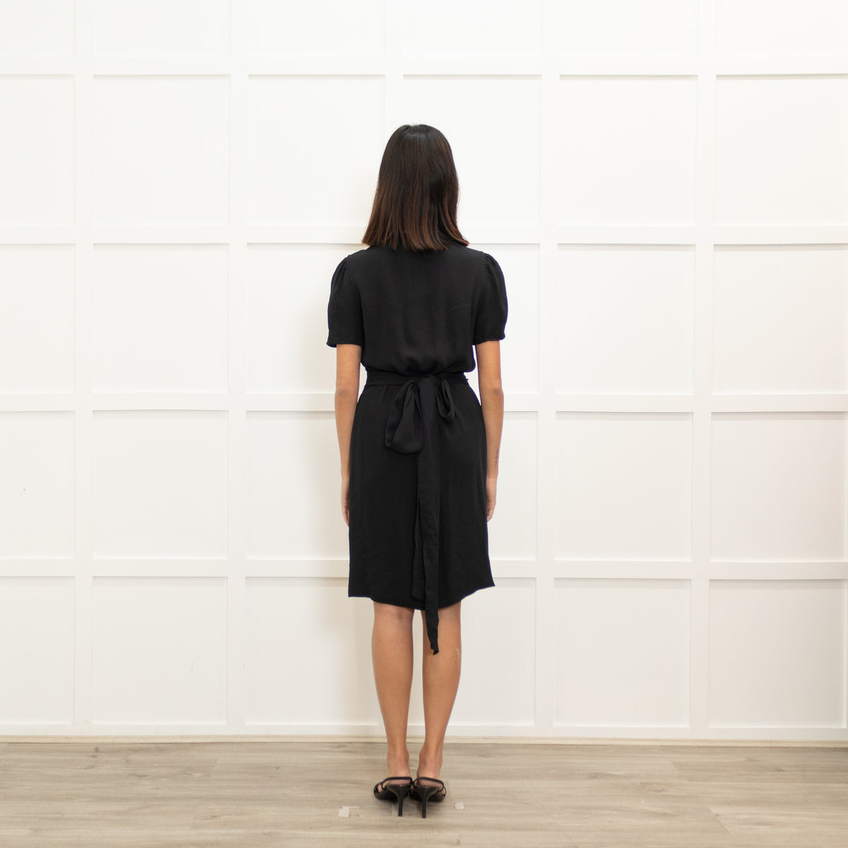 Stella McCartney Black Silk Short Dress With Button Front & Belt