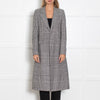 Each Other Black and White Houndstooth Wool Coat with Back Motif