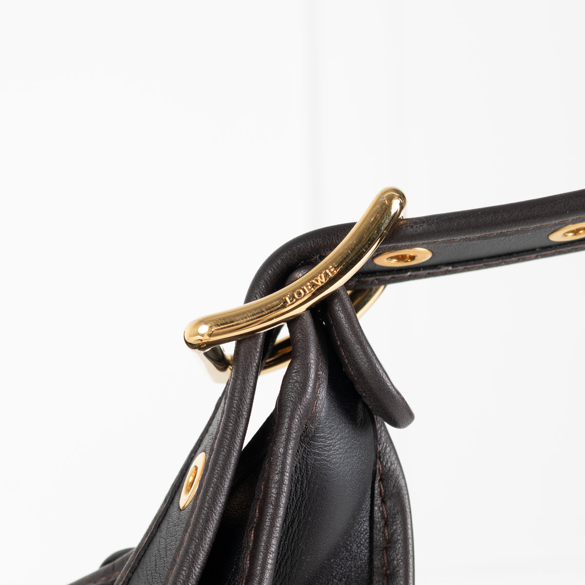 Loewe Sofia Anagram Black Crossbody Bag With Brown Piping
