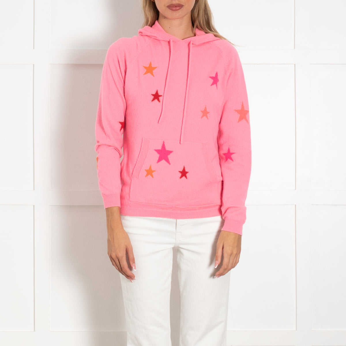 Chinti And Parker Pink Cashmere Hoodie With Stars