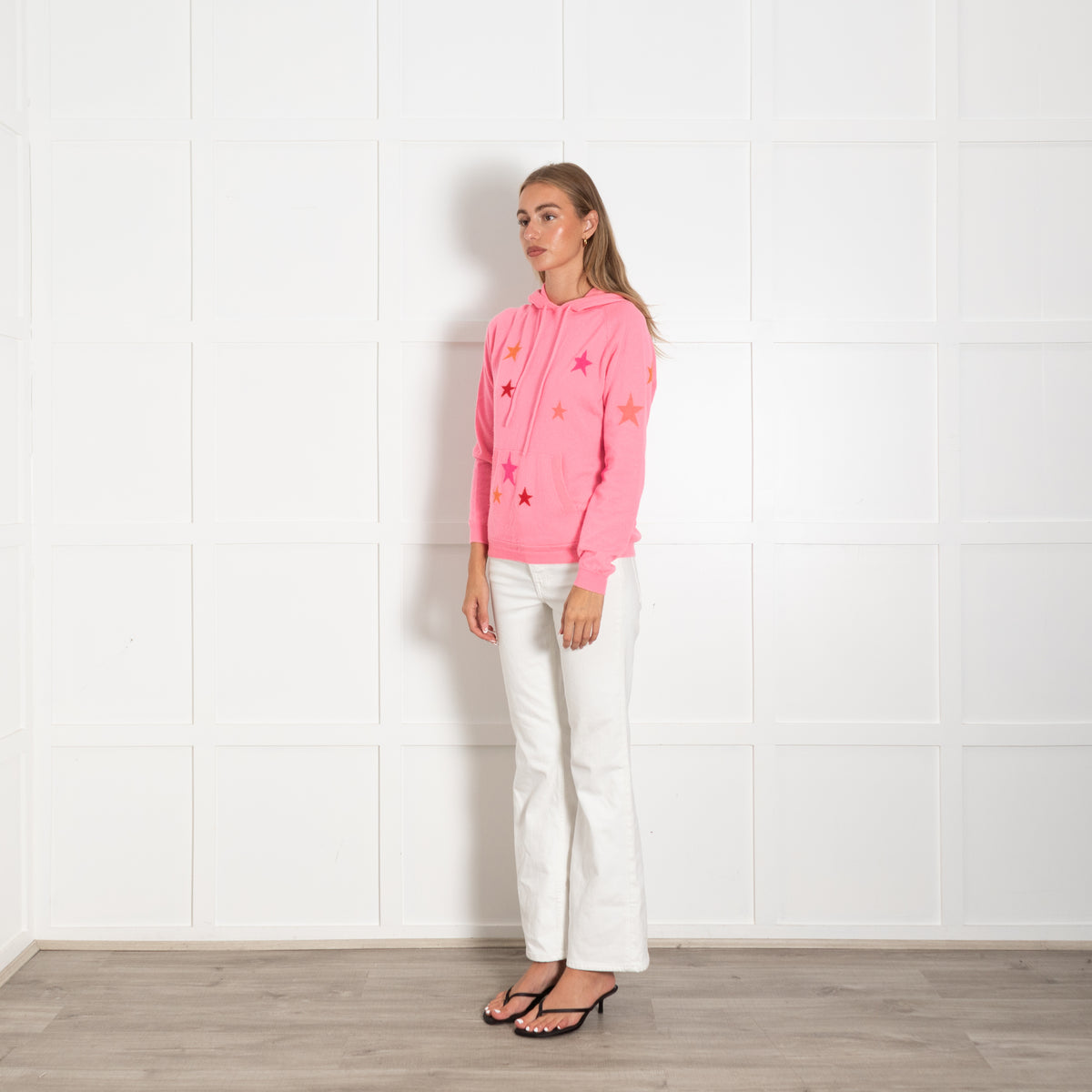 Chinti And Parker Pink Cashmere Hoodie With Stars