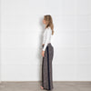 Me+Em Navy Cream Gold Lurex Tweedy Side Stripe Wide LegTrousers