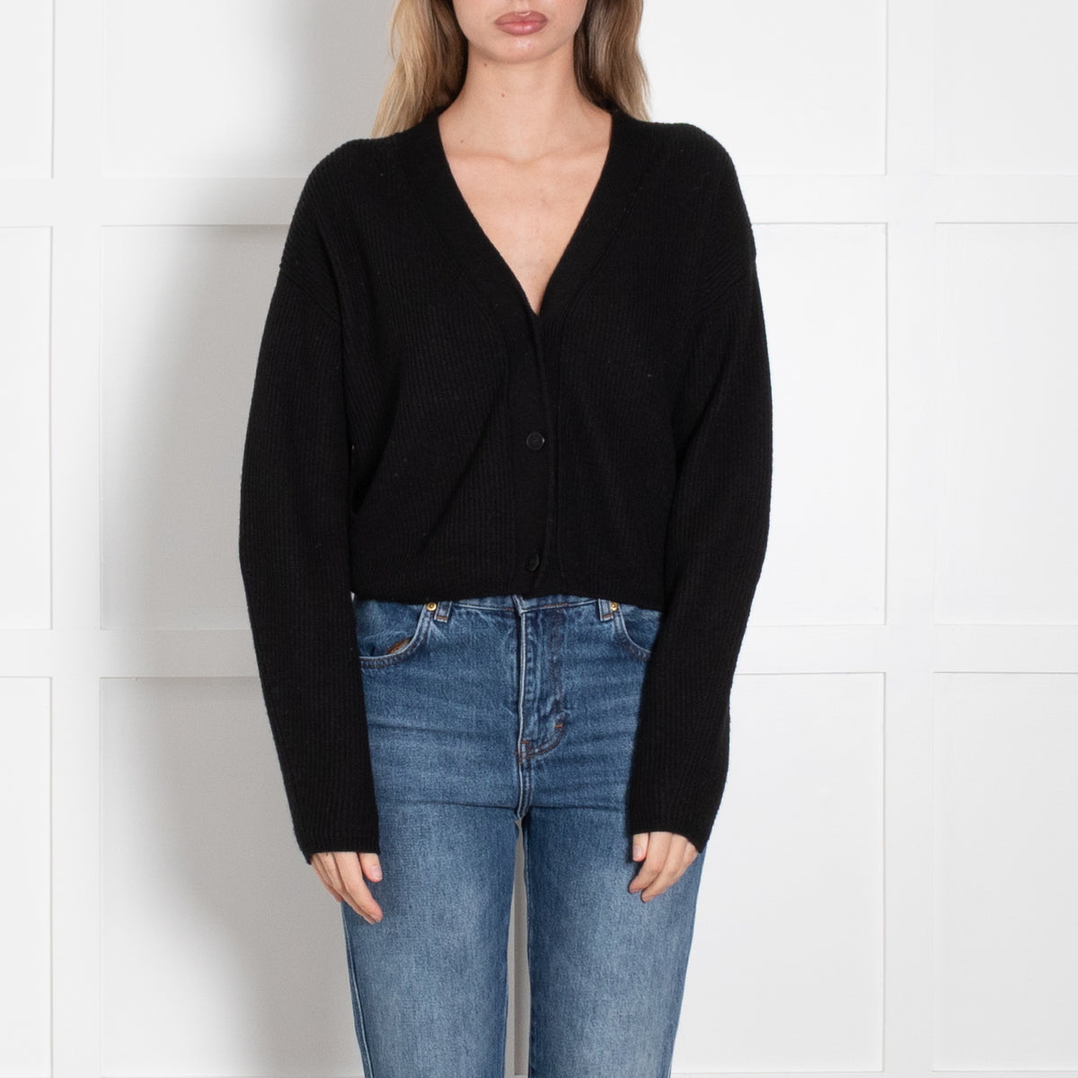 MaxMara Leisure Black Wool Cropped Cardigan