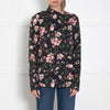 Erdem Black Pink Floral Cotton Long Sleeve Top