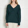 Chinti & Parker Green V-Neck Wool Blend Oversized Sweater