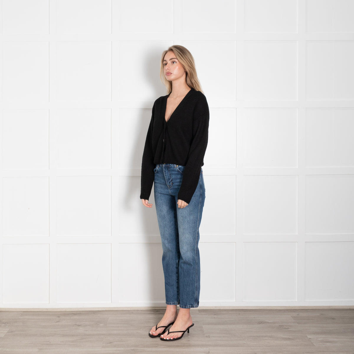 MaxMara Leisure Black Wool Cropped Cardigan