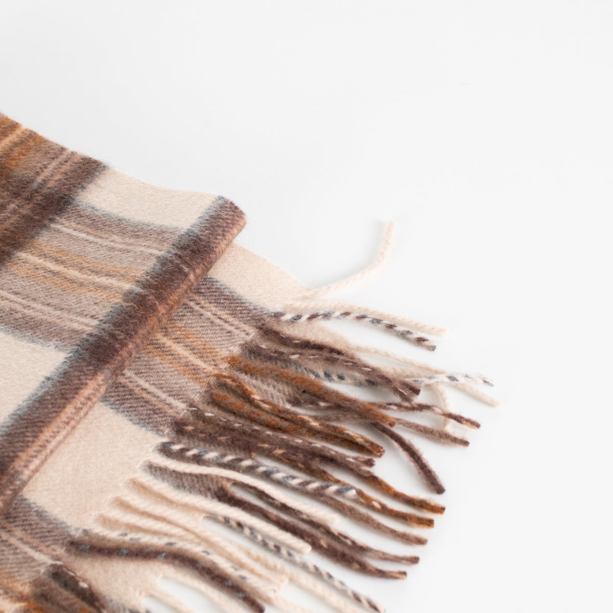 Johnstons of Elgin Brown Check Cashmere Scarf