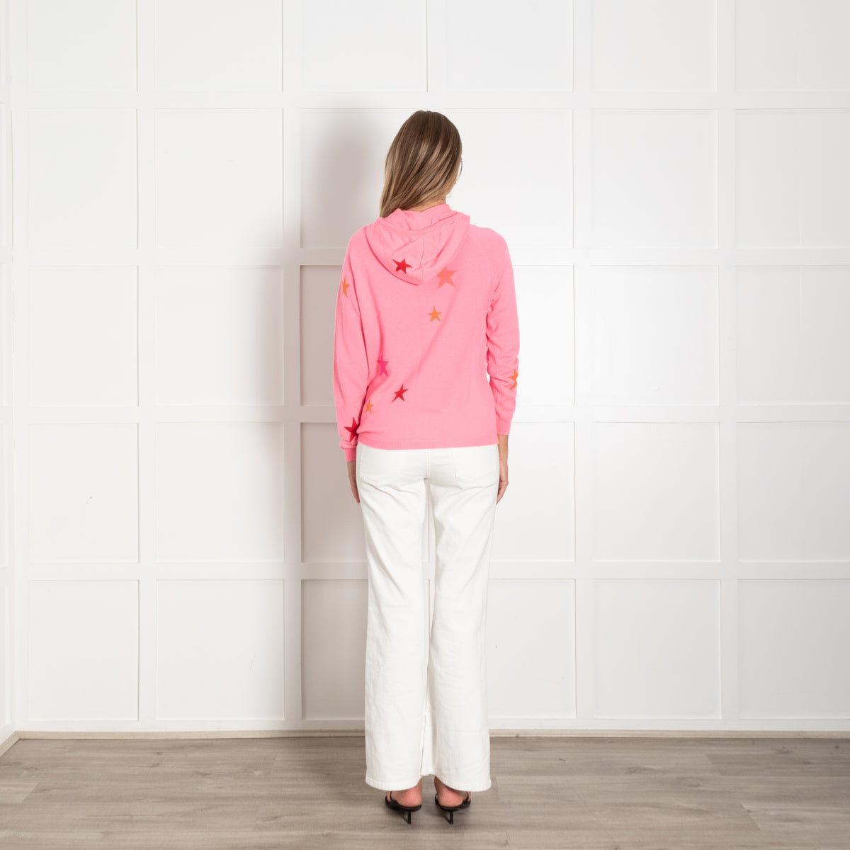 Chinti And Parker Pink Cashmere Hoodie With Stars