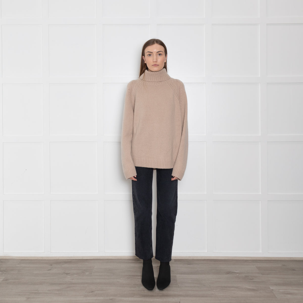 Wyse Beige and Gold Lurex Cashmere Jumper