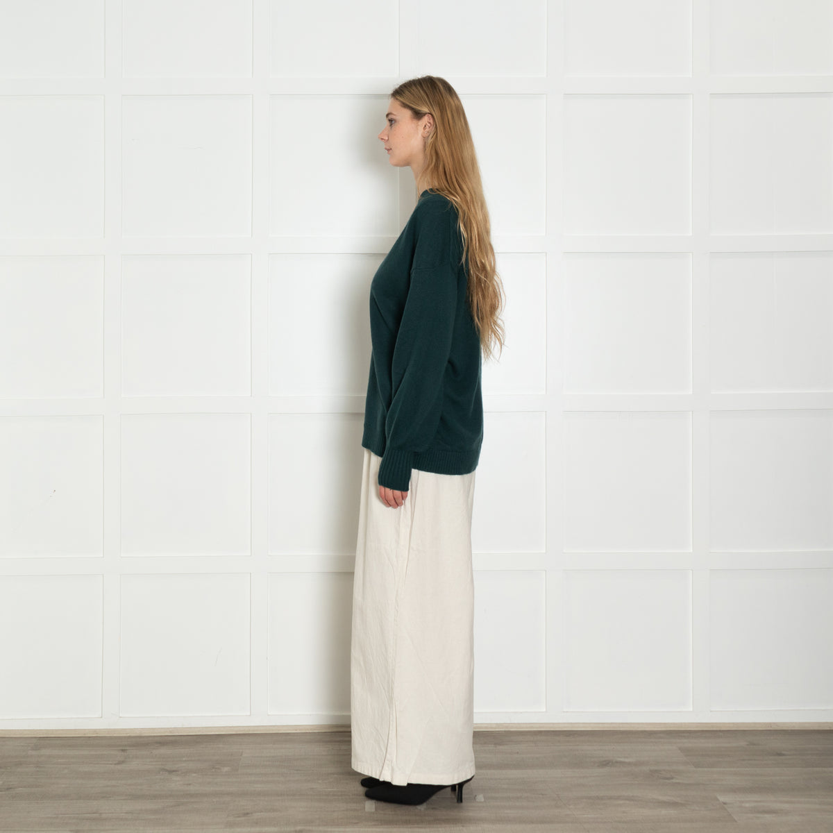 Chinti & Parker Green V-Neck Wool Blend Oversized Sweater