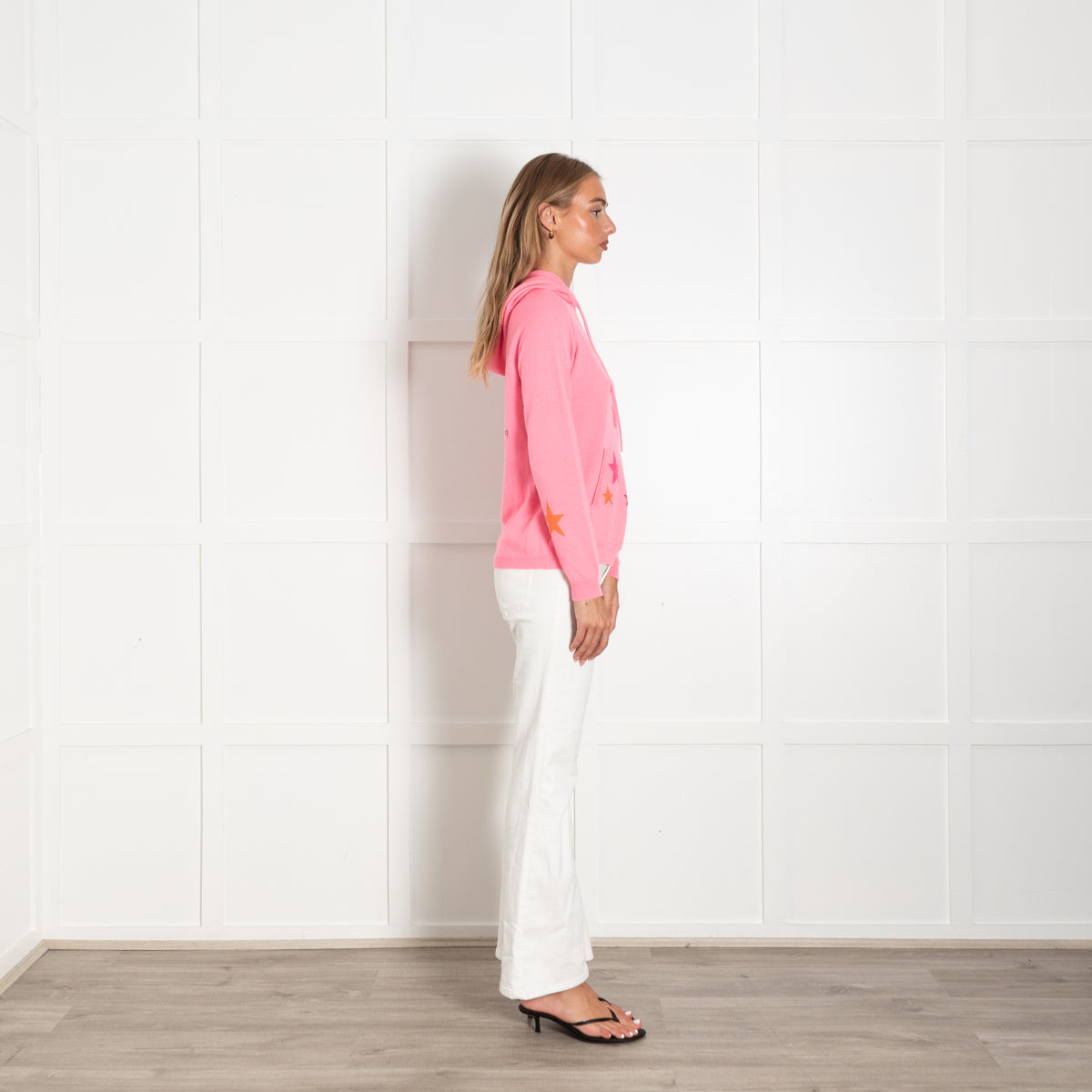 Chinti And Parker Pink Cashmere Hoodie With Stars