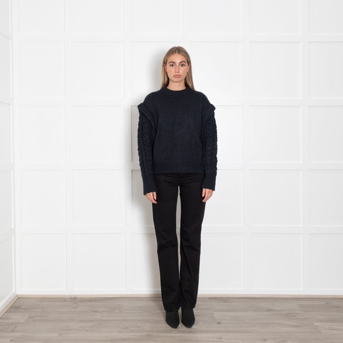 Jakke Navy Blue Cable Jumper
