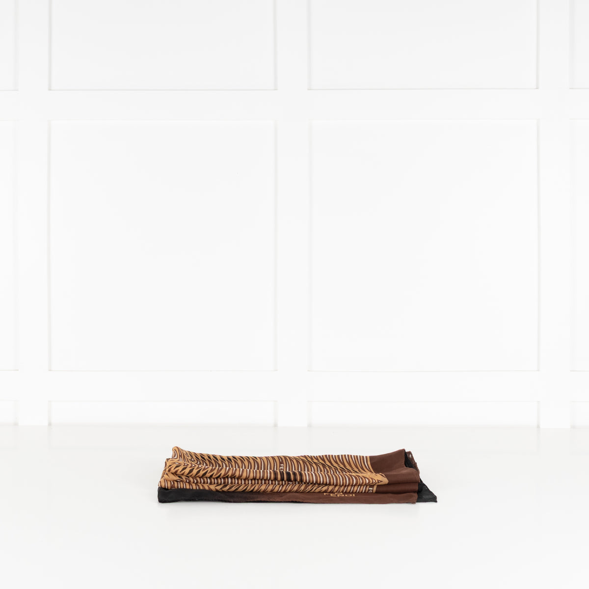 Fendi Brown, Black & White Patterned & Logo Long Scarf