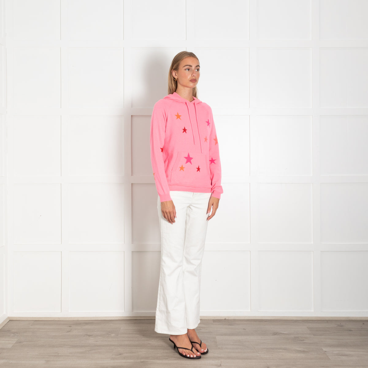 Chinti And Parker Pink Cashmere Hoodie With Stars