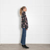 Erdem Black Pink Floral Cotton Long Sleeve Top