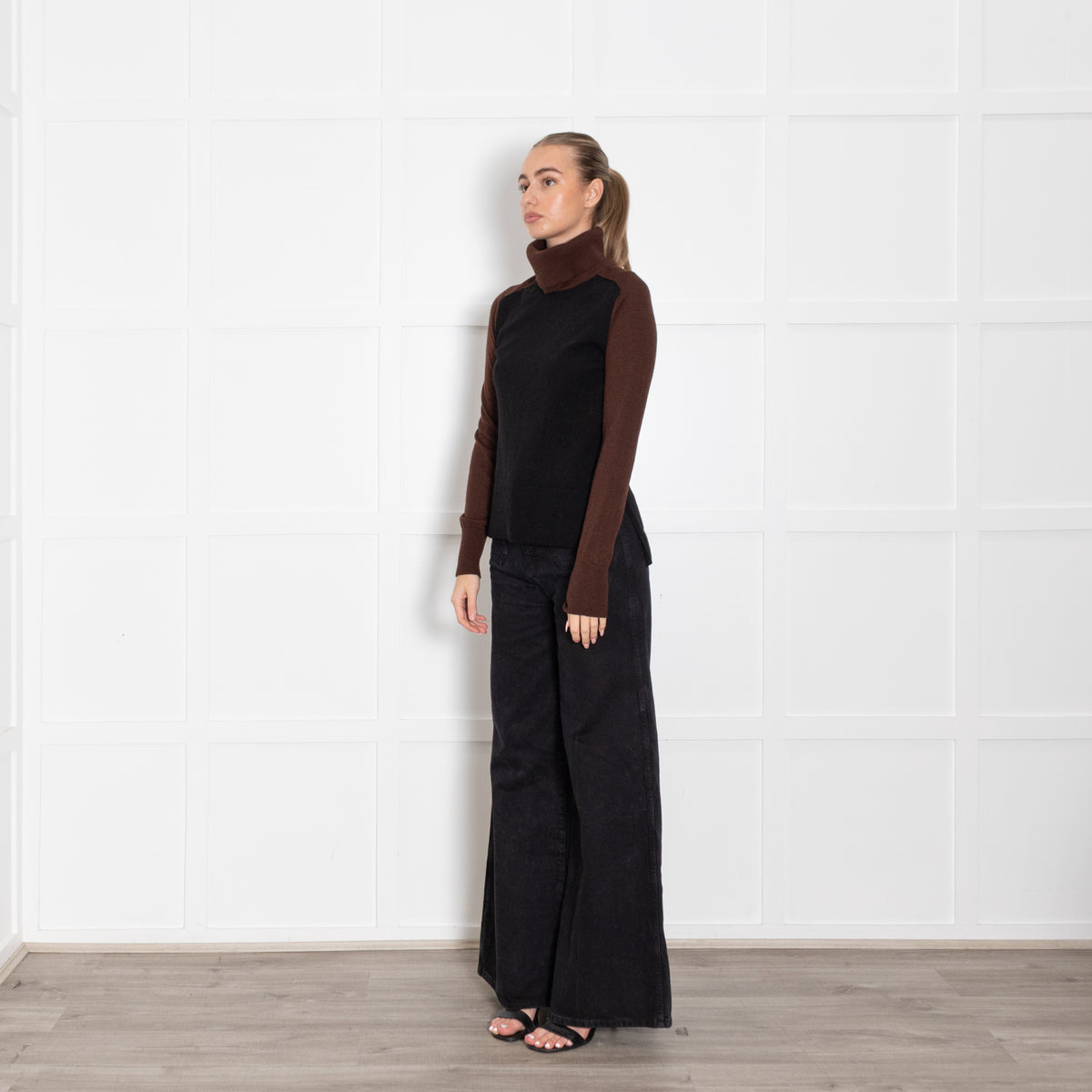 Me + Em Black And Brown Jumper With Detachable Roll Neck
