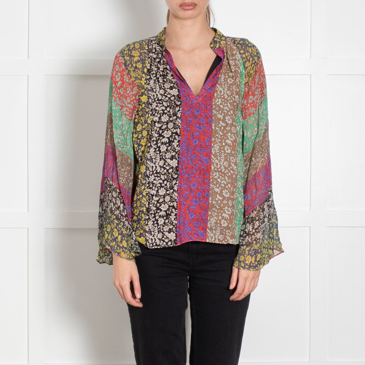 Alice + Olivia Multicolour Floral Bell Sleeve Top