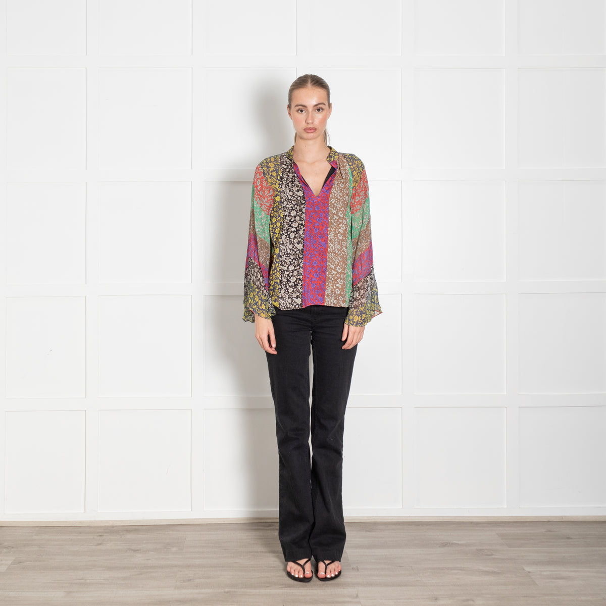 Alice + Olivia Multicolour Floral Bell Sleeve Top