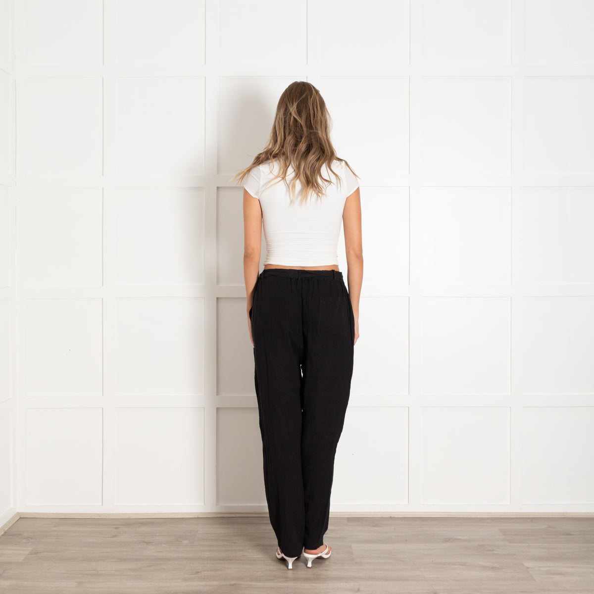 Not Shy Black Cheesecloth Joggers With Belt