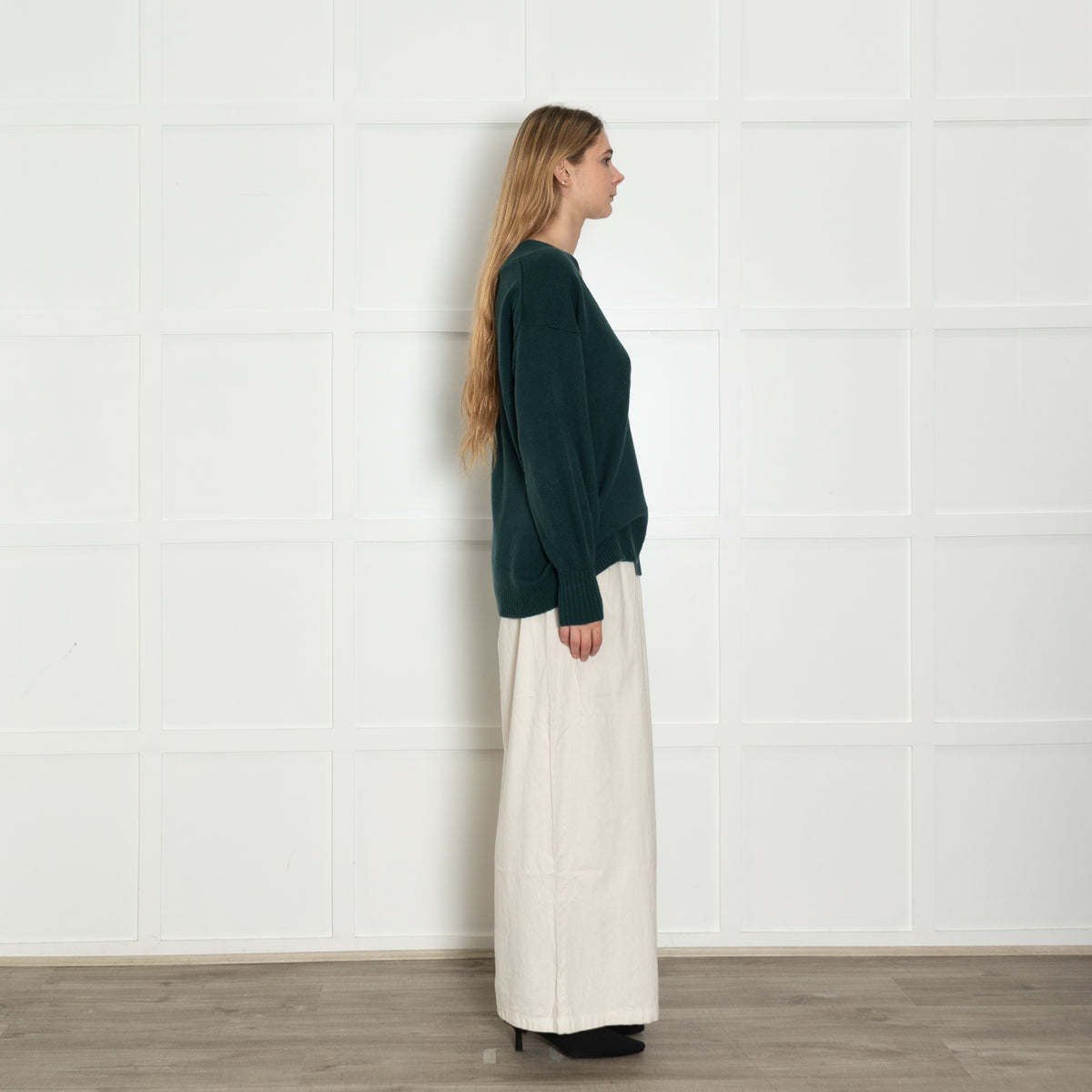 Chinti & Parker Green V-Neck Wool Blend Oversized Sweater