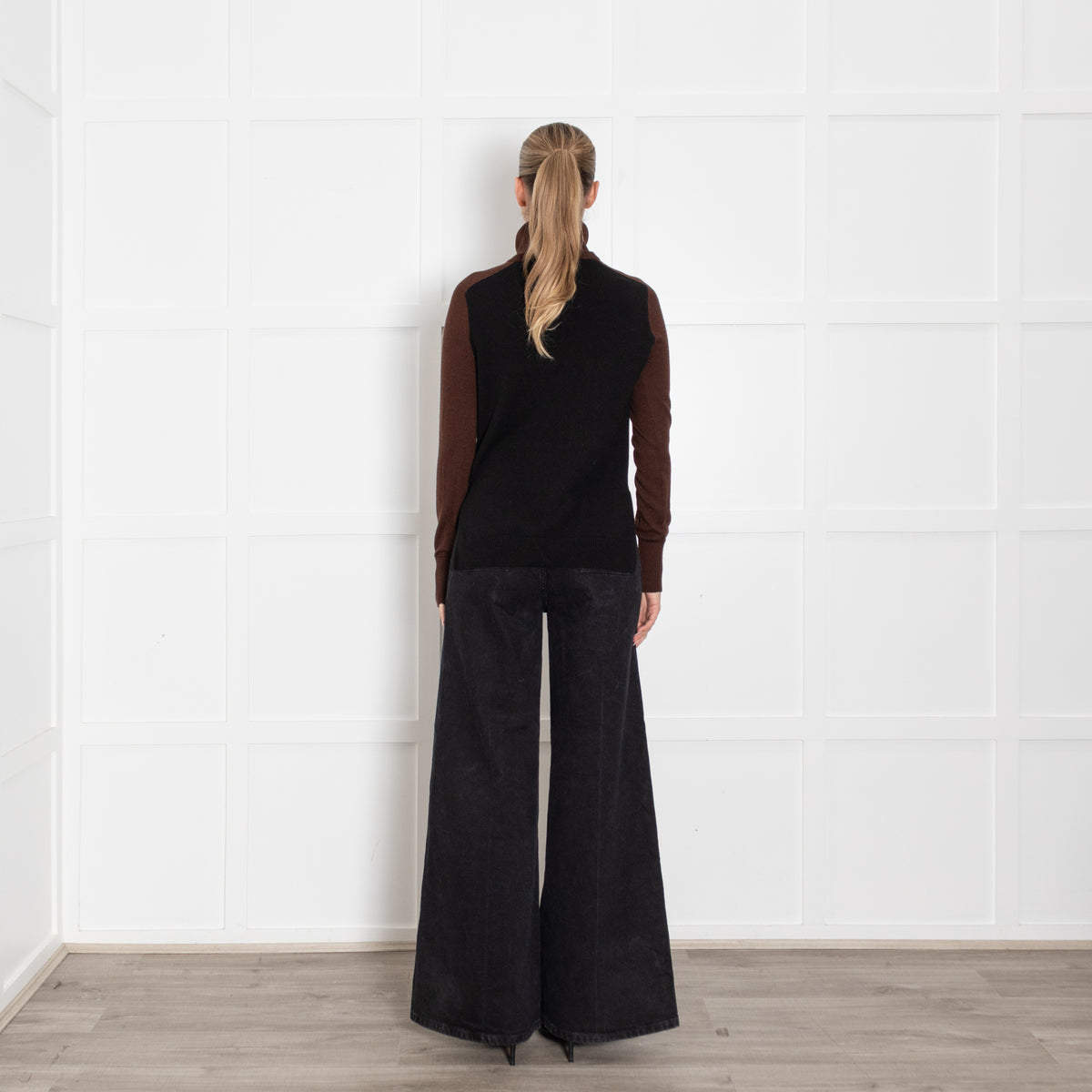 Me + Em Black And Brown Jumper With Detachable Roll Neck