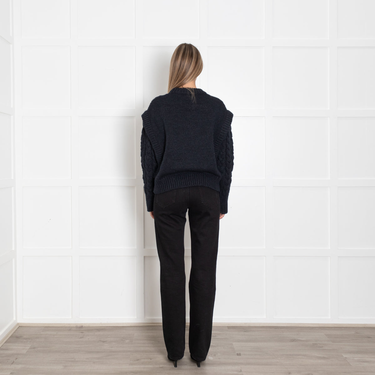 Jakke Navy Blue Cable Jumper