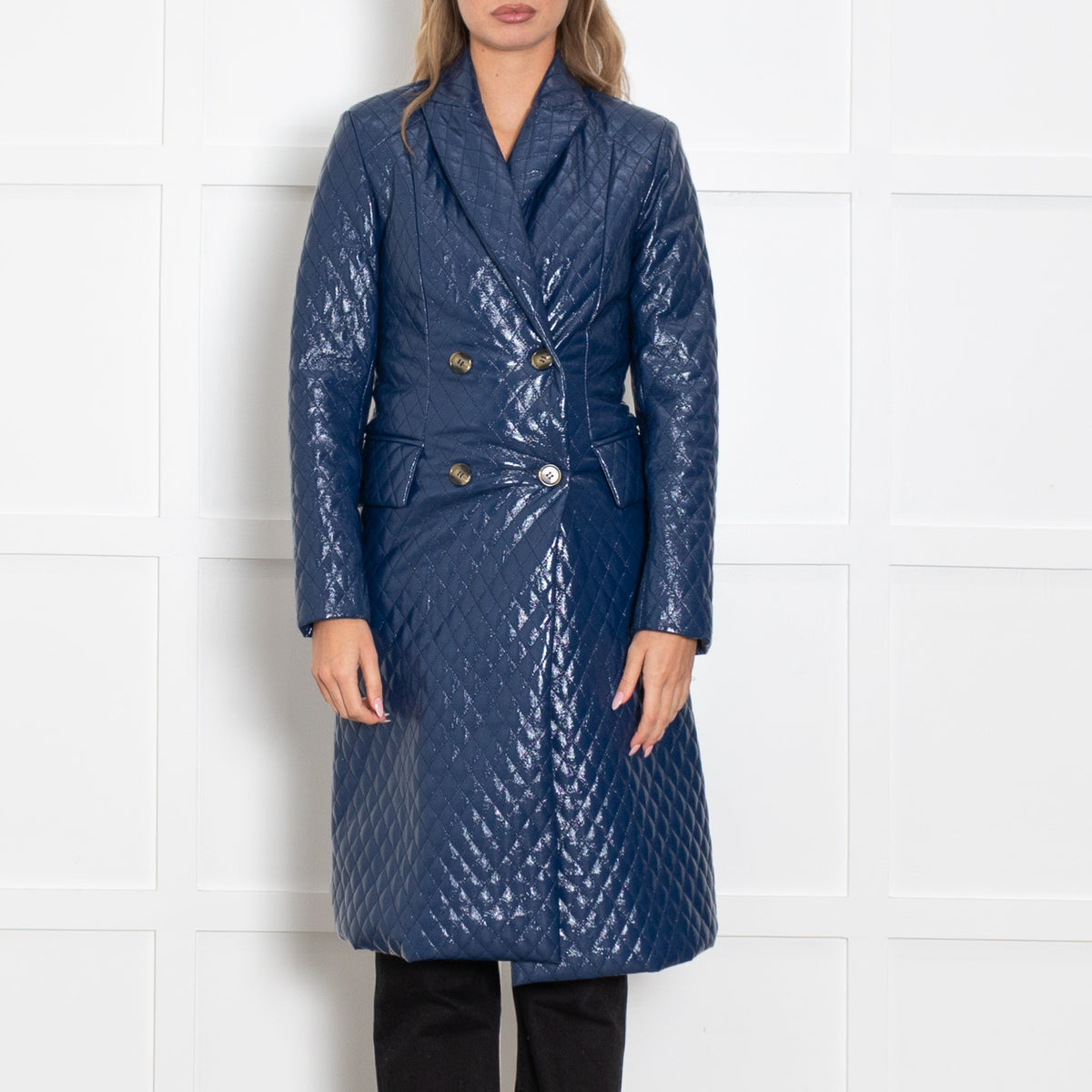 Baum und Pferdgarten Blue Gloss Quilted Long Coat
