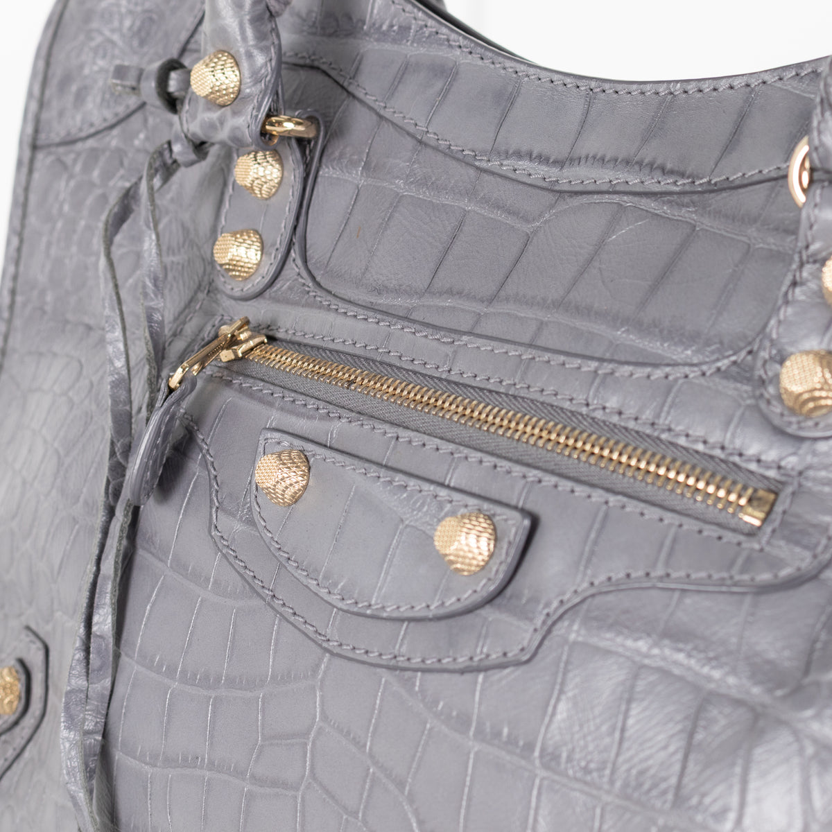Balenciaga Grey Embossed Neo Classic City Bag