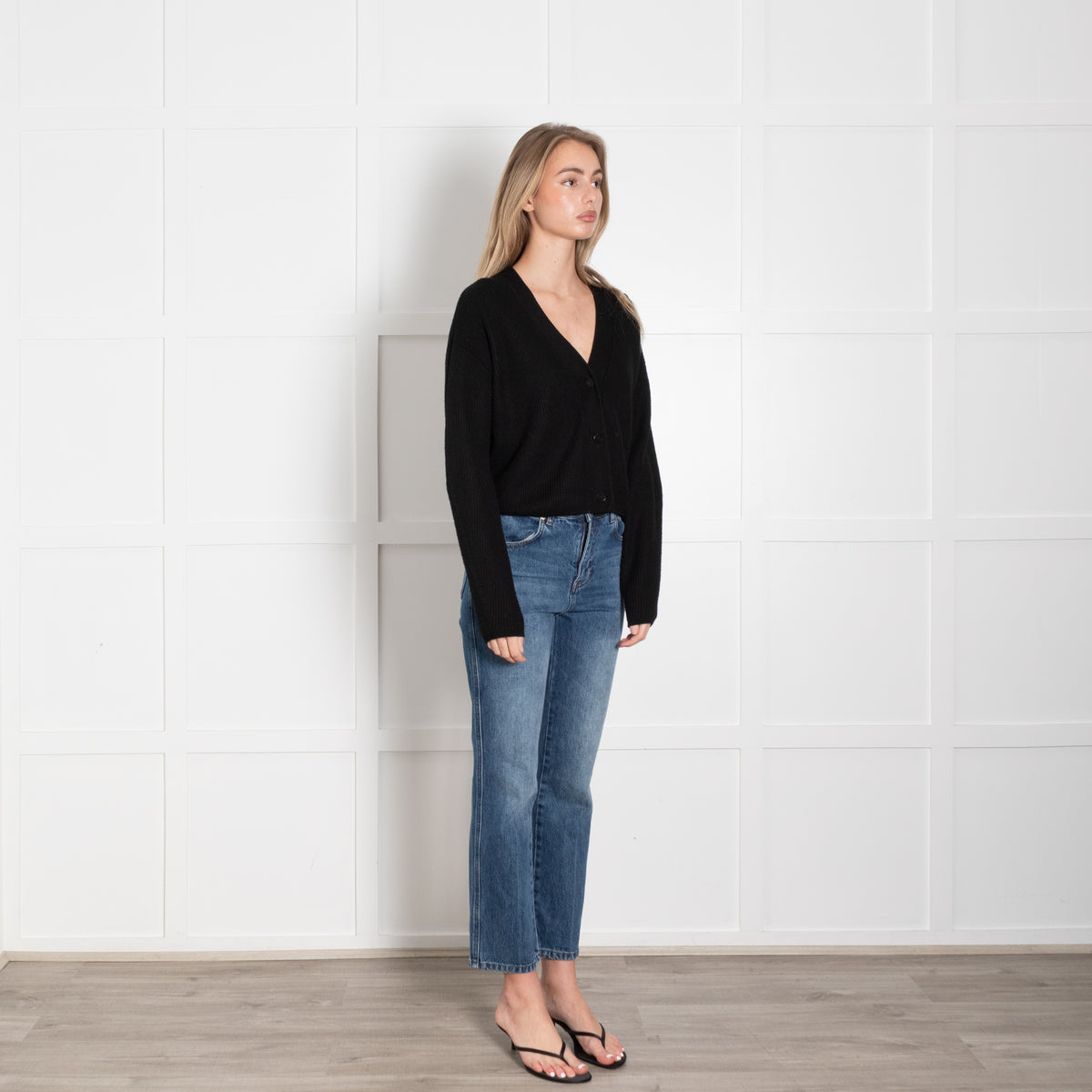MaxMara Leisure Black Wool Cropped Cardigan