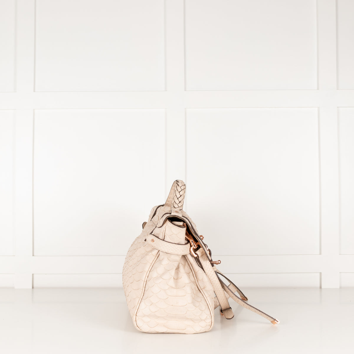 Mulberry Cream Croc Effect Alexa Bag with Rose Gold Hardware