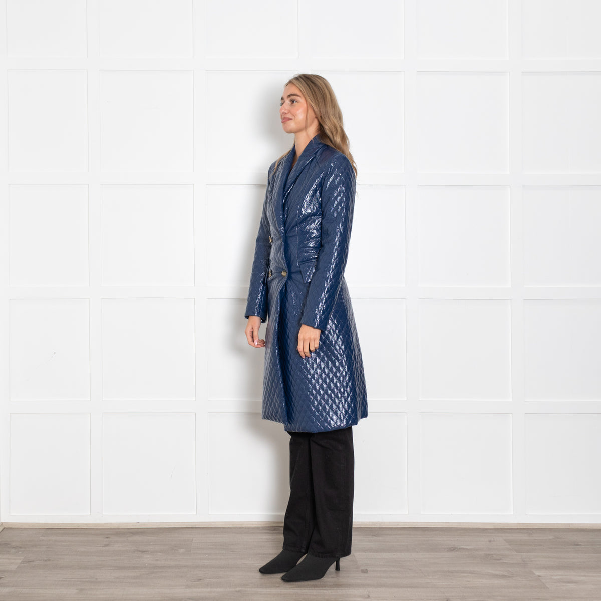 Baum und Pferdgarten Blue Gloss Quilted Long Coat